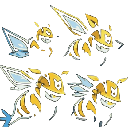 Four bees flying together